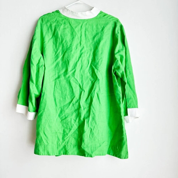 JOnes New York Signature Linen Bright Green  Tunic Top 1X - Picture 3 of 5